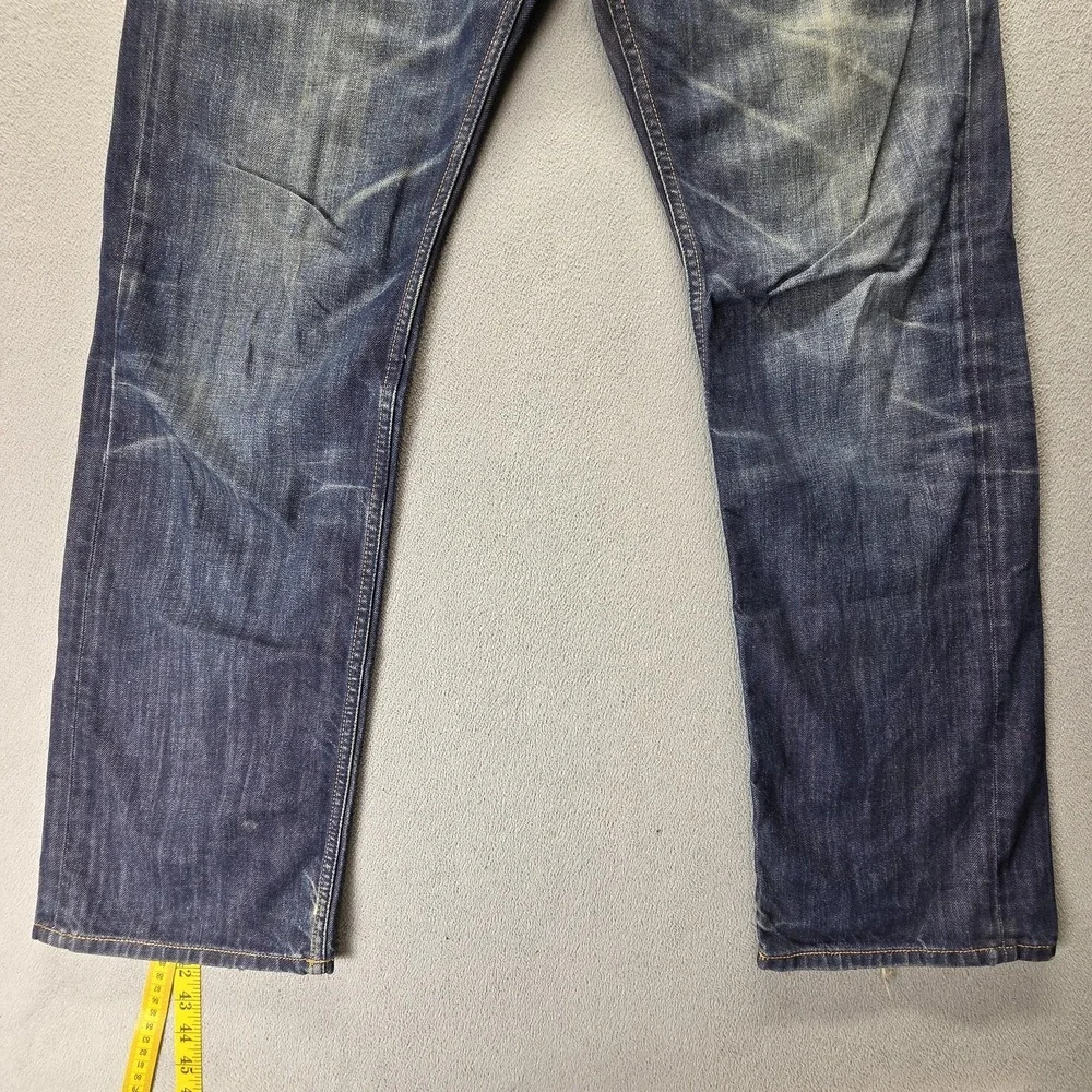 Diesel Jeans Mens 32x32 Blue Larkee Regular Straight Distressed Button Fly 0806W